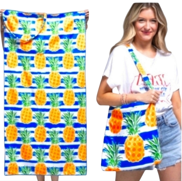 Blue Pineapple Bag Convertible beach towel - Picture 4 of 12